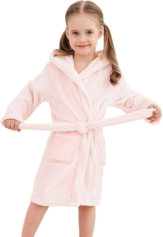Umeyda Girls & Women Fleece Hooded Robes, Soft Fuzzy Bathrobe Warm Plush Fluffy Bath Robe for Kids Womens