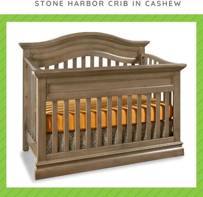 Toddler Bed Safety Guard Rail for Westwood Design Convertible Cribs - Solid Wood Rail for Convertible Crib to Toddler Bed Conversion - Safety Rails for Children's Beds (Cashew, Stone Harbor Crib)
