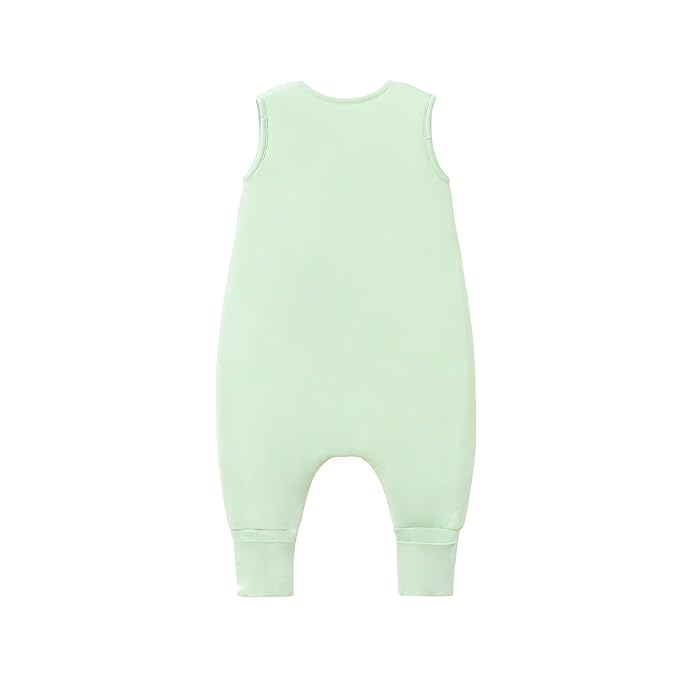 Baby/Toddler Sleep Sack with Legs, Rayon from Bamboo 95% + 5% Spandex, 1.0 TOG, 2‑Way Zipper Sleeping Bag, Walker‑Friendly 6-12M Green