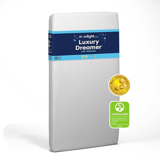 Moonlight Slumber Luxury Dreamer Crib Mattress – Dual-Sided Baby and Toddler Mattress with CoolGel Memory Foam, Waterproof Cover, 6" Foam, Standard Size, Made in USA