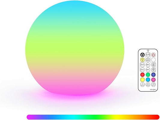 LOFTEK 3-inch Rechargeable LED Ball Lights, Sphere Night Light, 16 RGB Color Glowing Mood Lighting, IP65 Waterproof Ambient Light for Home Bedroom Patio Pool Bathtub Decorative Lighting, 1 Pack