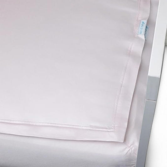 QuickZip Crib Sheet Set - Faster, Safer, Easier Baby Crib Sheets - Includes Blush Wraparound Base & 3 Zip-On Crib Sheets – Blush 100% Cotton - Fits All Standard Crib Mattresses