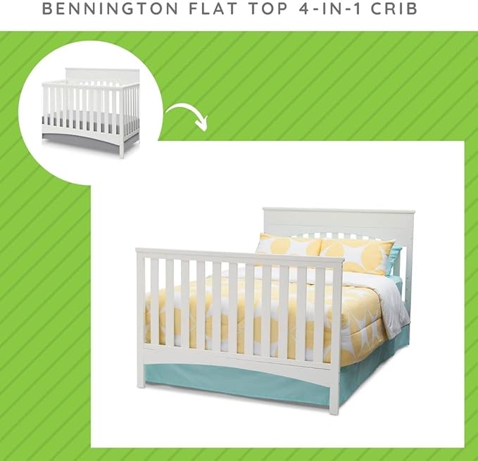 Full-Size Conversion Kit Bed Rails Compatible with Bennington Convertible Crib by Delta Children - Solid Wood #0050/#550725 - Toddler & Adult Bed Rail - Nursery Furniture (White Ambiance - 108)