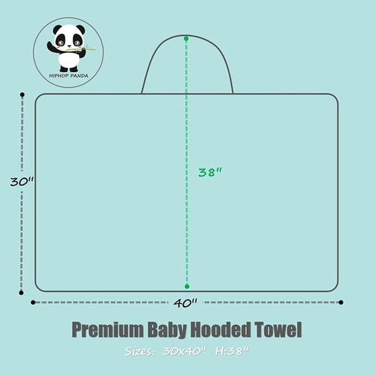 HIPHOP PANDA Hooded Towel - Rayon Made from Bamboo, Bath Towel with Bear Ears for Newborn, Babie, Toddler, Infant - Absorbent Large Baby Towel - Gorilla, 30 x 40 Inch