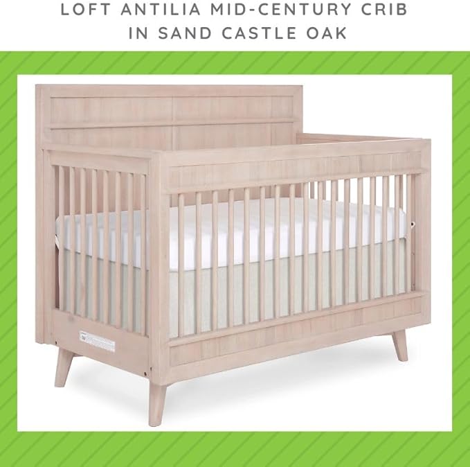 Toddler Bed Safety Guard Rail for Evolur Baby Convertible Cribs - Solid Wood Rail for Convertible Crib to Toddler Bed Conversion - Safety Bed Rail for Children (Sand Castle Oak, Model 811)