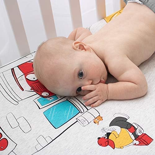 JumpOff Jo - Fitted Crib Sheet, Super Soft 100% Cotton Sheet for Standard Crib Mattresses and Toddler Beds, 28 in. x 52 in. - Jo's Garage (Heather Grey Jersey)