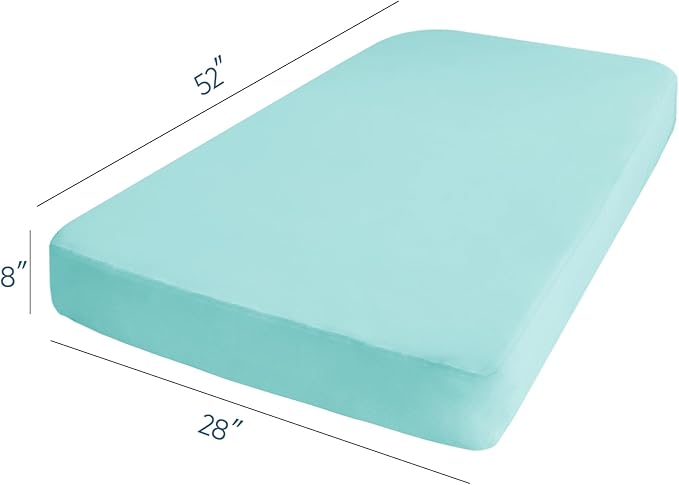 Stretchy Crib Sheets for Boys or Girls, 2 Pack Baby Crib Sheets Fitted for Standard Crib and Toddler Mattress 52" x 28", Soft and Breathable Fitted Crib Sheet Neutral, Aqua Blue
