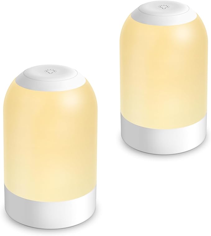 Bedside Touch Night Light, Baby Nursery Nightlight for Kids Adults, Egg Light with Timer, Dimmable Small Cordless Table Lamp for Nightstand/Bedroom/Children's Room, USB Rechargeable, White/Warm/Amber