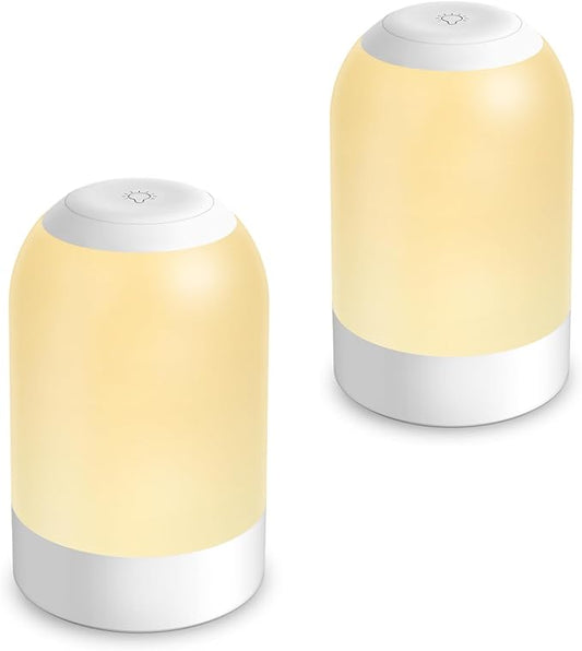 Bedside Touch Night Light, Baby Nursery Nightlight for Kids Adults, Egg Light with Timer, Dimmable Small Cordless Table Lamp for Nightstand/Bedroom/Children's Room, USB Rechargeable, White/Warm/Amber