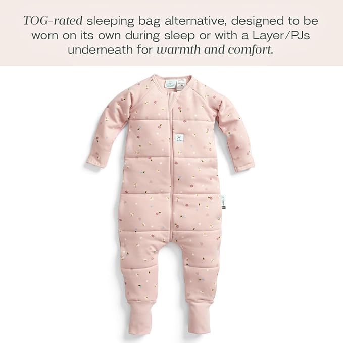 ergoPouch Sleep Onesie 2.5 TOG – Warm Baby Romper & Sleep Layer with Full-Zip, Guarding Against Blankets, Breathable & Movement-Friendly, Ideal for Transitional Sleeping (2-3 Years, Daisies)