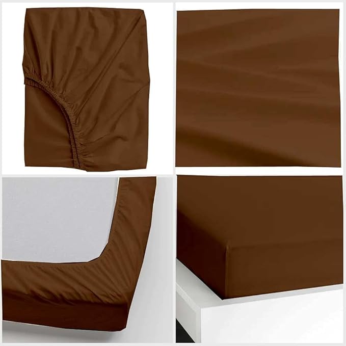 600 Thread Count Cotton Fitted Sheet for Cal-King Size|100% Egyptian Cotton Fitted Sheet|1 Piece Fitted Sheet Comfy, Ultra Soft, Breathable|16 Inch Deep Pocket Fitted Sheet in Chocolate Solid