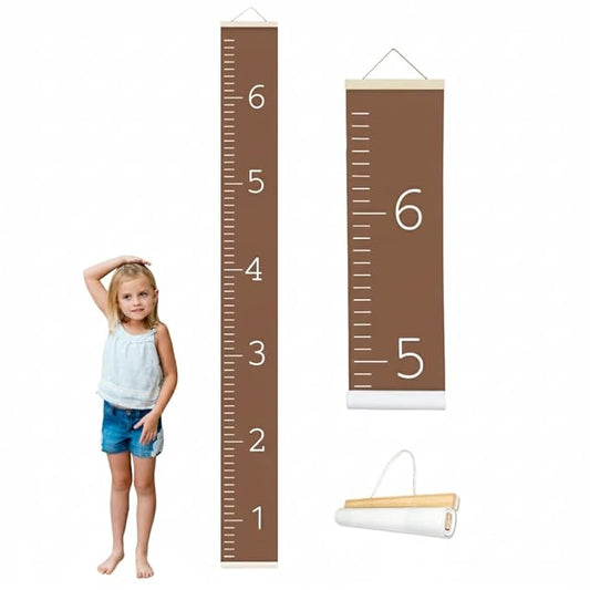 Morxy Canvas Growth Chart for Kids - Unisex Kids Room Wall Decor - Measuring Height Chart- Wall Tape with Height Chart for Kids (Canvas, Plain Brown)
