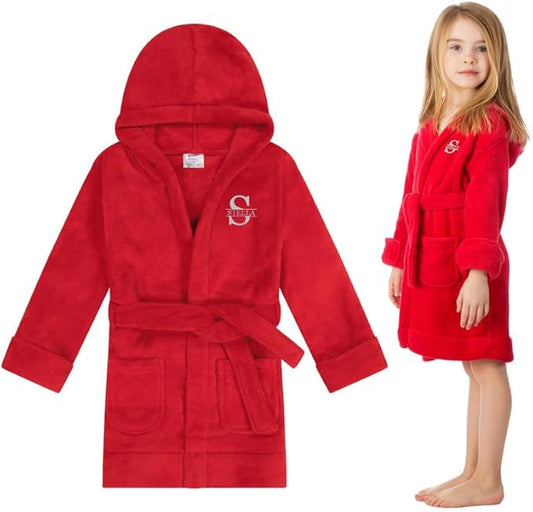 Personalized Kids Robes for Girls & Boys - Hooded Monogrammed Baby Bathrobe with Name - Custom Kids Bathrobe for 2-14 Years