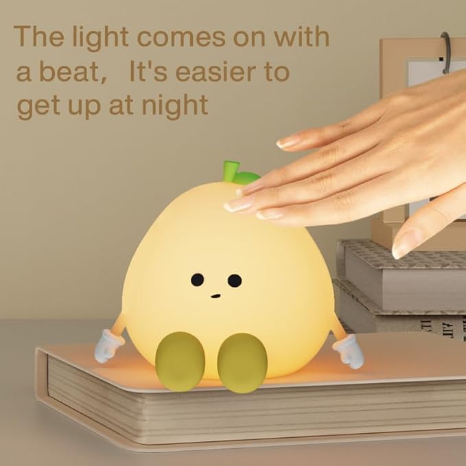 DNBFLLK Grapefruit Night Light for Nursery - Silicone Touch Lamp, 3 Adjustable Brightness, USB-C Rechargeable, Baby-Safe Bedside Light, Toddler Sleep Training & Kids Room Decor