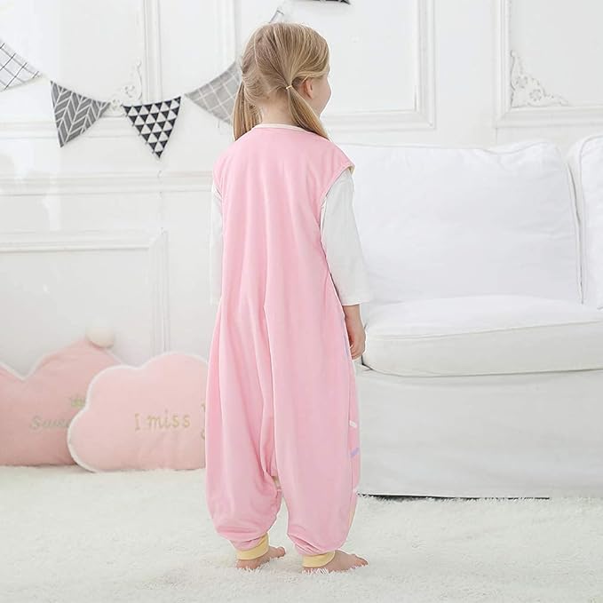 MICHLEY Toddler Sleeping Sack with Feet Newborn Infant Sleeveless Sleeping Bag 2-way Zipper Baby Wearable Blanket for Walkers,Pink Unicorn,3-5T
