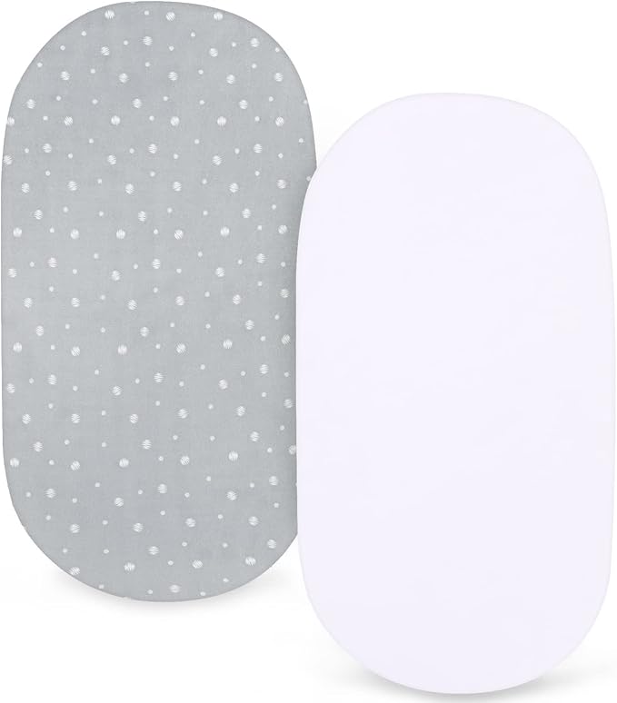 Baby Bassinet Sheets 15" x 30", Fit for Fisher Price Soothing Motions, Rock with Me, Soothing View, Luminate, Dream On Me Lacy, Regalo Baby Basics(Small) Bassinet, Ultra Soft,White & Grey Ball