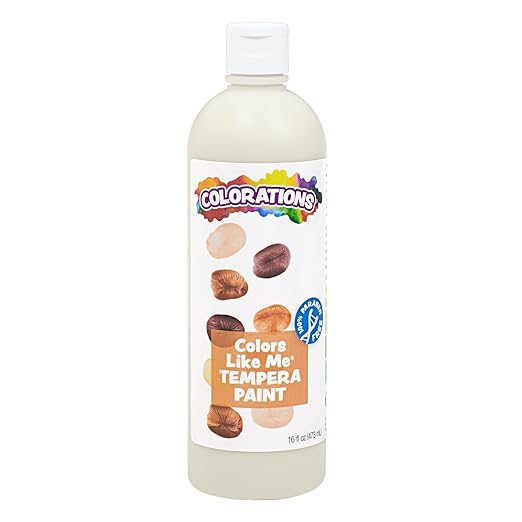 Colorations Washable Multicultural Paint - Color Like Me, 16 fl oz Bottle, Almond Skin Color, Kids, Art Supplies, Diverse, Skin Tones, Multi-ethnicity, Colors from Around The World (Item # CMAL)