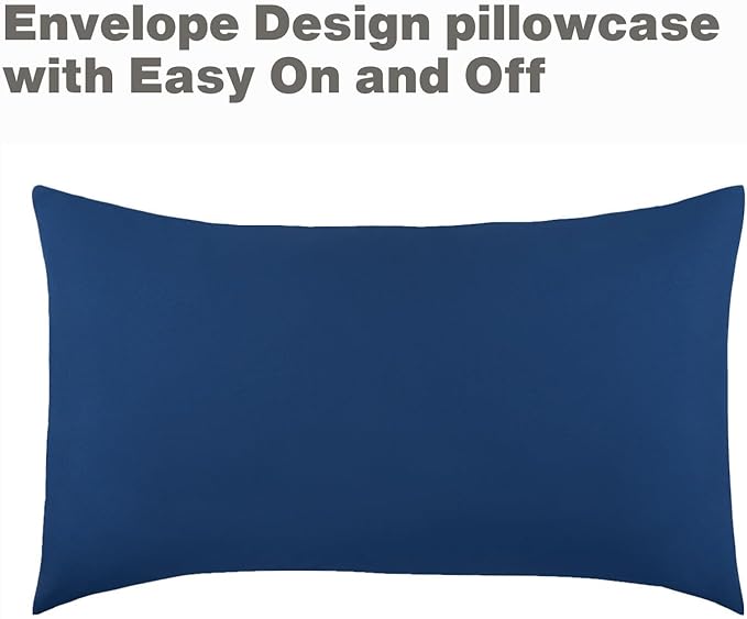 EVERYDAY KIDS 4 Piece Toddler Bedding Set - Includes Comforter, Flat Sheet, Fitted Sheet and Reversible Pillowcase - Solid Navy