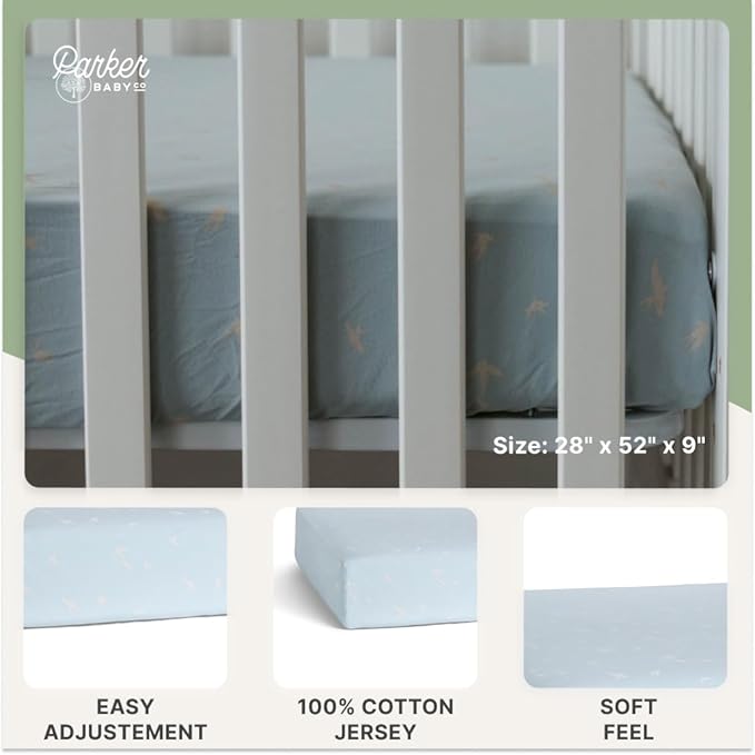 Parker Baby Soft & Durable Fitted Baby Crib Sheets | Snug Fit for Standard Crib Mattresses | Machine Washable, Fade-Resistant & Modern Nursery Designs