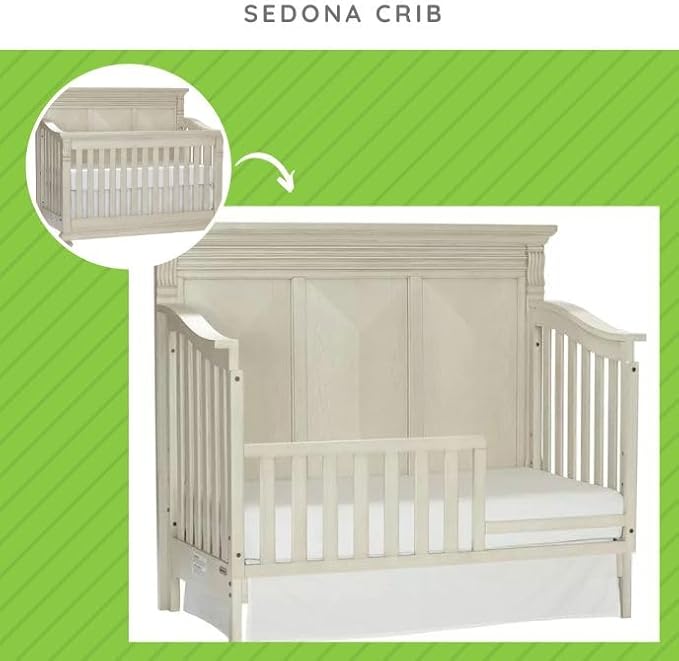 Toddler Bed Safety Guard Rail for Kingsley & Centennial Convertible Cribs - Solid Wood Rail for Convertible Crib to Toddler Bed Conversion - Safety Bed Rail for Children (Vintage Ivory - Sedona)
