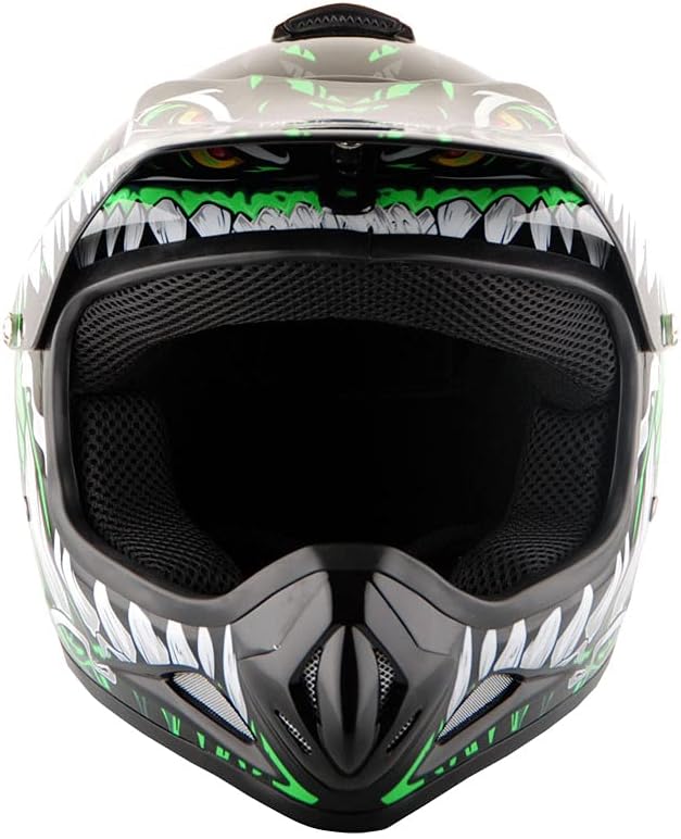 WOW Youth Kids Motocross BMX MX ATV Dirt Bike Dianosour Helmet Dragon + Goggles + Martian Youth Glove Bundle: HJOY MG Bundle