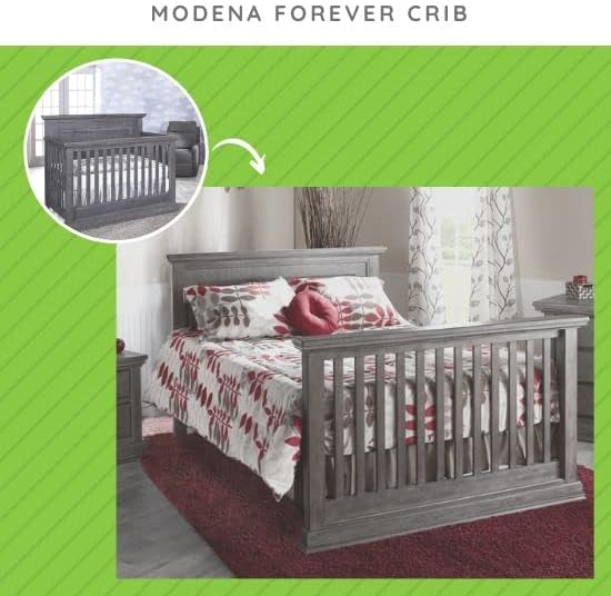 Full-Size Conversion Kit Bed Rails #1216 for Pali Convertible Cribs - Solid Wood Rail - Toddler and Adult Bed Rail for Full-Size Beds - Essential Nursery & Baby Furniture (Granite)