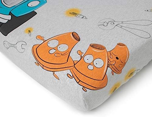 JumpOff Jo - Fitted Crib Sheet, Super Soft 100% Cotton Sheet for Standard Crib Mattresses and Toddler Beds, 28 in. x 52 in. - Jo's Garage (Heather Grey Jersey)