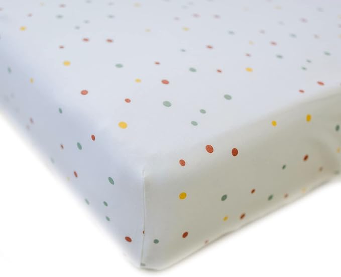 Ecolino Fitted Crib Sheet, 100% Organic Cotton Baby Crib Sheets for Boys and Girls. Fits Standard Crib and Toddler Mattresses, Soft and Breathable in Dots