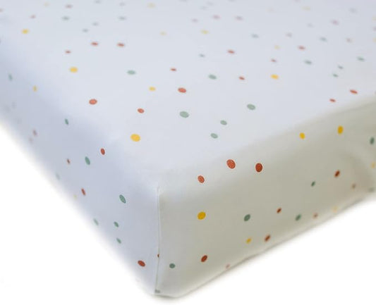 Ecolino Fitted Crib Sheet, 100% Organic Cotton Baby Crib Sheets for Boys and Girls. Fits Standard Crib and Toddler Mattresses, Soft and Breathable in Dots