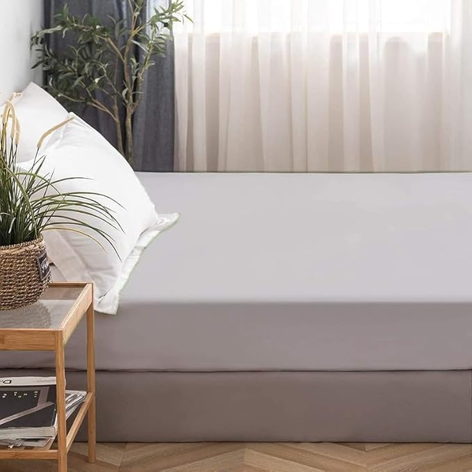 Mattress Protector King Size 100% Waterproof Zippered Cover, 15 Inches Deep, Six-Sided Mattress Encasement for Bed, Zipper Closure Style (Light Grey)