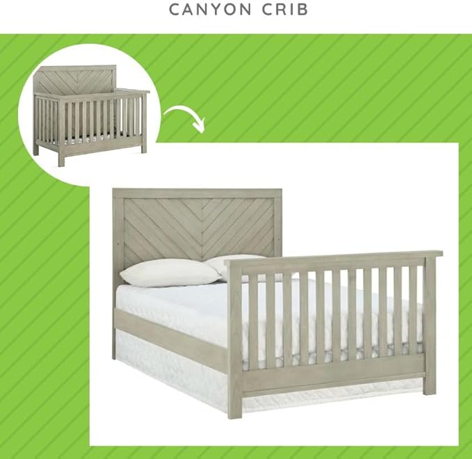CC KITS Full-Size Conversion Kit Bed Rails Compatible with Bertini Baby Cribs (Mineral Grey)