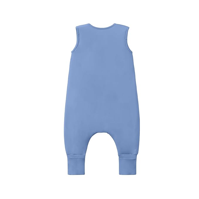 Baby/Toddler Sleep Sack with Legs, Rayon from Bamboo 95% + 5% Spandex, 1.0 TOG, 2‑Way Zipper Sleeping Bag, Walker‑Friendly 18-36M Blue