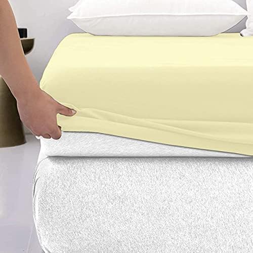 600 Thread Count Cotton Fitted Sheet for RV Short Queen|100% Egyptian Cotton Fitted Sheet|1 Piece Fitted Sheet Comfy, Ultra Soft, Breathable|16 Inch Deep Pocket Fitted Sheet in Ivory Solid