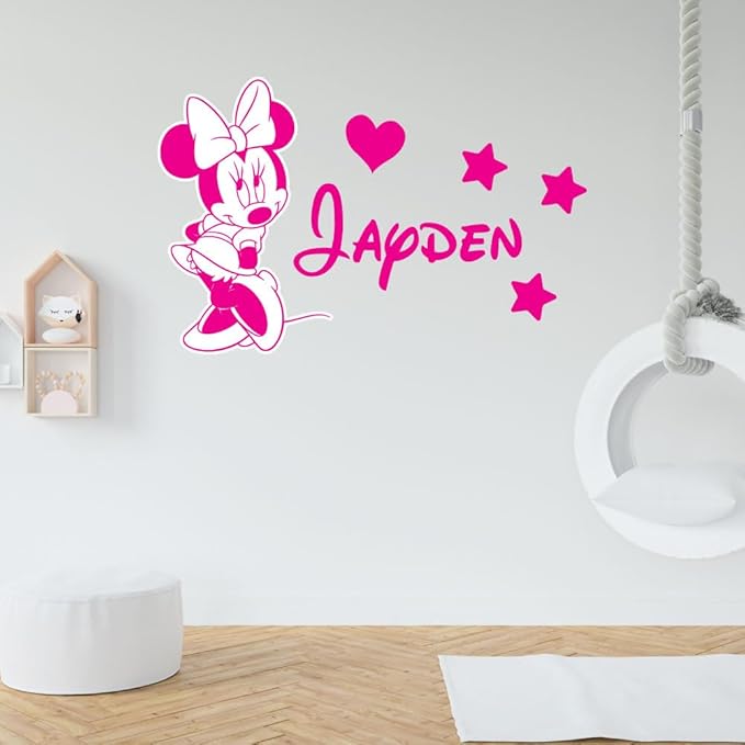 Mini Mouse Name & Initial Wall Decal – Personalized Vinyl Sticker for Nursery & Kids Room | Custom Fonts Design