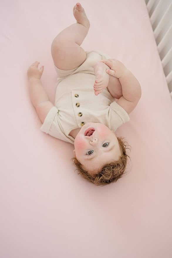Ecolino Fitted Crib Sheet, 100% Organic Cotton Baby Crib Sheets for Boys and Girls. Fits Standard Crib and Toddler Mattresses, Soft and Breathable in Petal