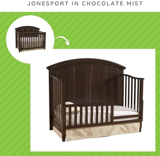 Toddler Bed Safety Guard Rail for Westwood Design Convertible Cribs - Solid Wood Rail for Convertible Crib to Toddler Bed Conversion - Safety Rails for Children's Beds (Chocolate Mist, Jonesport)