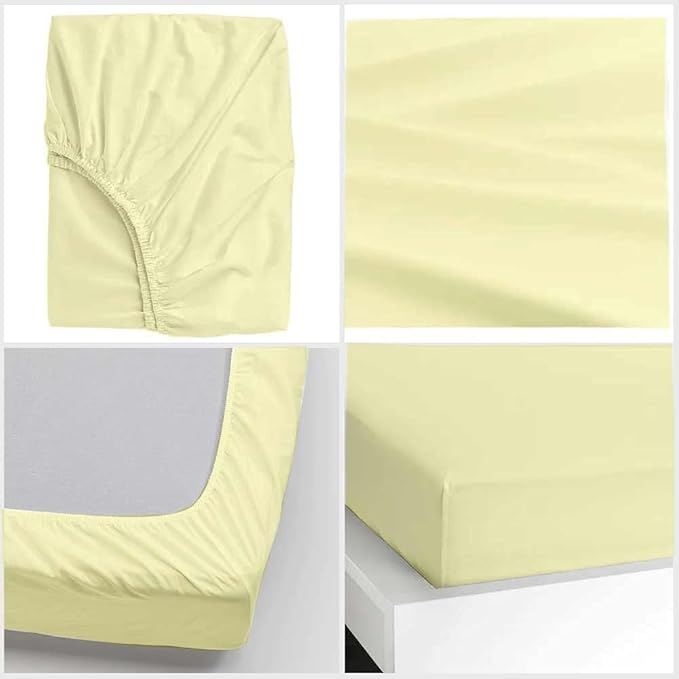 600 Thread Count Cotton Fitted Sheet for Full-XL Size|100% Egyptian Cotton Fitted Sheet|1 Piece Fitted Sheet Comfy, Ultra Soft, Breathable|16 Inch Deep Pocket Fitted Sheet in Ivory Solid