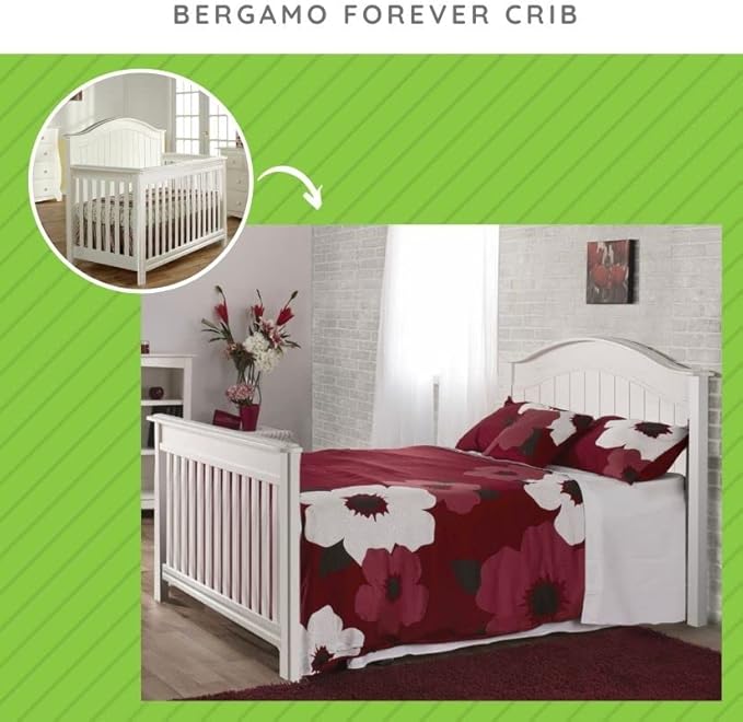 Full-Size Conversion Kit Bed Rails #1216 for Pali Convertible Cribs - Solid Wood Rail - Toddler and Adult Bed Rail for Full-Size Beds - Essential Nursery & Baby Furniture (White)