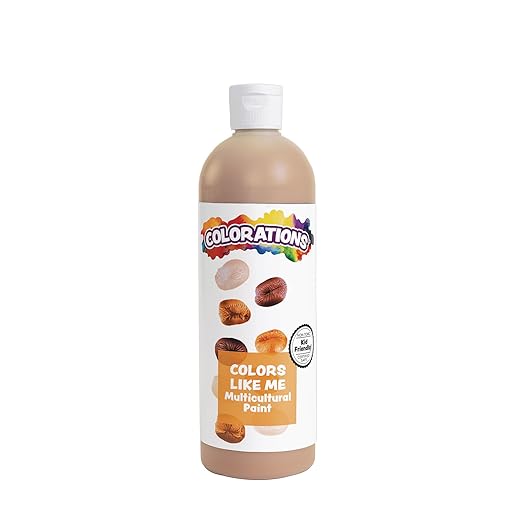 Colorations Washable Multicultural Paint, Color Like Me, 16 fl oz Bottle, Chocolate Skin Color, Kids Paint,Art Supplies, Diversity, Skin Tones, Multi-ethnicity, Multi Cultural