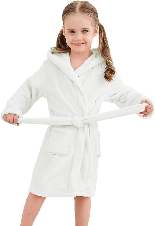 Umeyda Girls & Women Fleece Hooded Robes, Soft Fuzzy Bathrobe Warm Plush Fluffy Bath Robe for Kids Womens