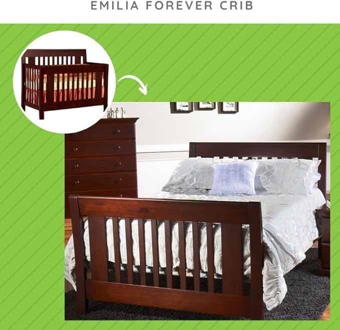 Full-Size Conversion Kit Bed Rails #1216 for Pali Convertible Cribs - Solid Wood Rail - Toddler and Adult Bed Rail for Full-Size Beds - Essential Nursery & Baby Furniture (Vintage Cherry)