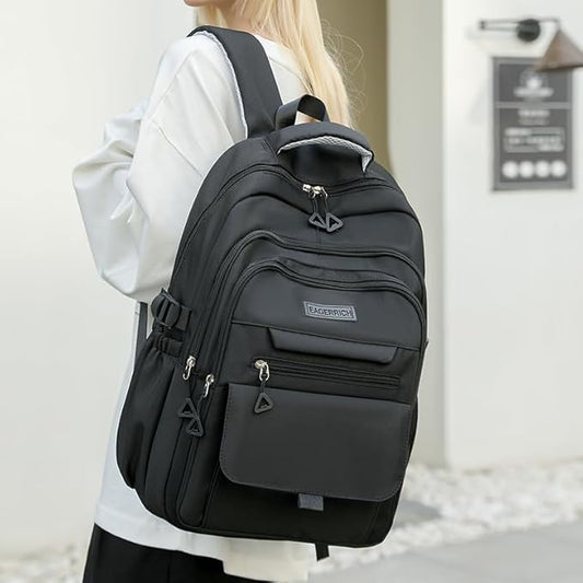 Eagerrich School Cute Aesthetic Backpack Girls Backpack for Students Kids Teen Girls Large Capacity Bookbags College Backpacks Laptop Lightweight Bookbag Casual Travel Daypacks School Bag（Black）