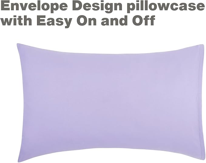 EVERYDAY KIDS 4 Piece Toddler Bedding Set - Includes Comforter, Flat Sheet, Fitted Sheet and Pillowcase - Solid Purple