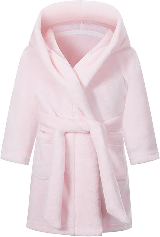 Girls Fleece Hooded Robes, Kids Soft Premium Fuzzy Bathrobe for Gifts, 2-12 Years