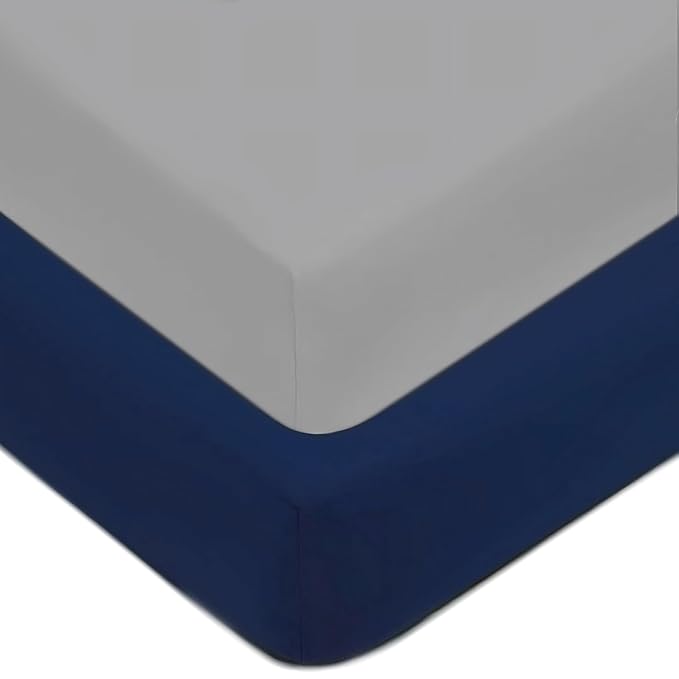 American Baby Company 2 Pack Fitted Crib Sheets 52" x 28" - Ultra Soft Microfiber Crib and Toddler Bed Sheets, Gray/Navy, Neutral for Boys & Girls