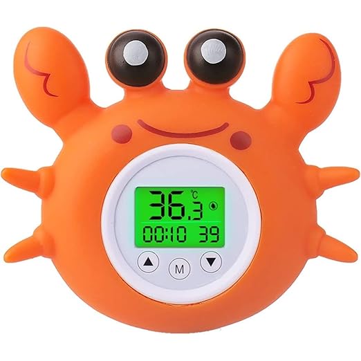 Digital Baby Bath Thermometer Baby Safety, Room Thermometer with LED Display Temperature Warning, Infant Bath Toys Floating Toy