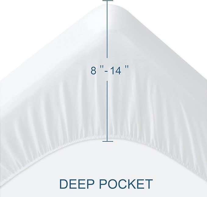 2 Pack Twin Mattress Protector Waterproof Premium Terry Twin Bed Sheets Fitted up to 14'' Ultra Soft and Breathable Mattress Topper Pad Cover Machine Washable