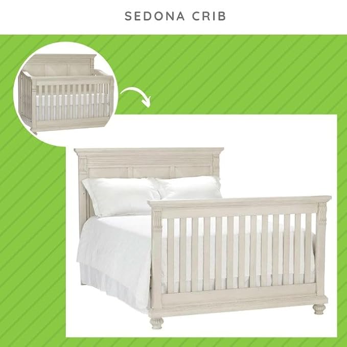 Full-Size Conversion Kit Bed Rails for Kingsley & Centennial Convertible Cribs - Solid Wood - Toddler & Adult Bed Rail for Full-Size Beds - Essential Nursery & Baby Furniture (Vintage Ivory - Sedona)