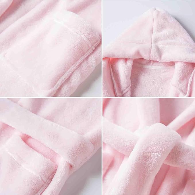 SANGTREE Boys Girls Robe Fleece Hooded Soft Toddler Bathrobe Cute Boys Bathrobe Fuzzy Plush Robes for Kids, 2-12 Years