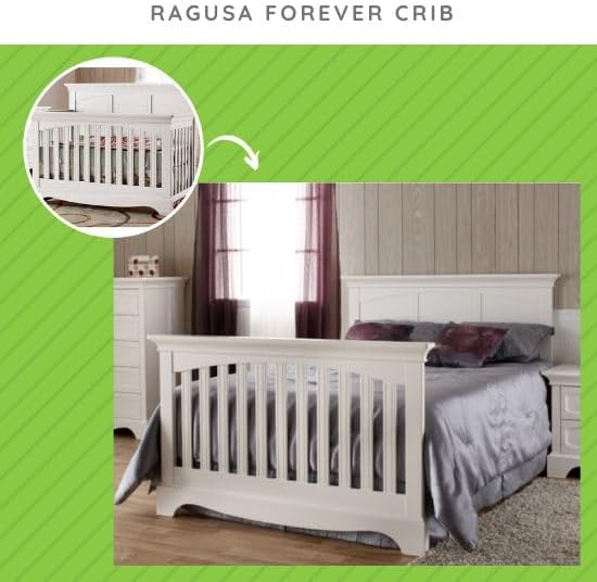 Full-Size Conversion Kit Bed Rails #1216 for Pali Convertible Cribs - Solid Wood Rail - Toddler and Adult Bed Rail for Full-Size Beds - Essential Nursery & Baby Furniture (Vintage White)